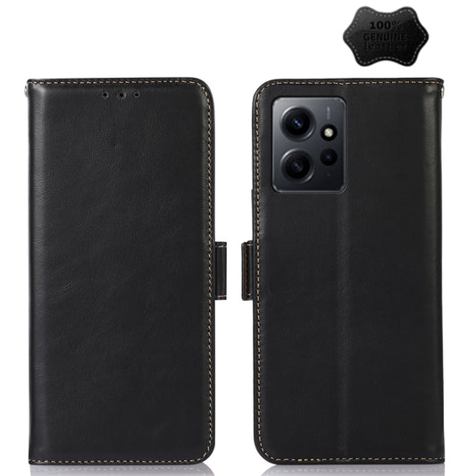 For Xiaomi Redmi Note 12 4G Global Crazy Horse Top Layer Cowhide Leather Phone Case(Black) - Note 12 Cases by PMC Jewellery | Online Shopping South Africa | PMC Jewellery