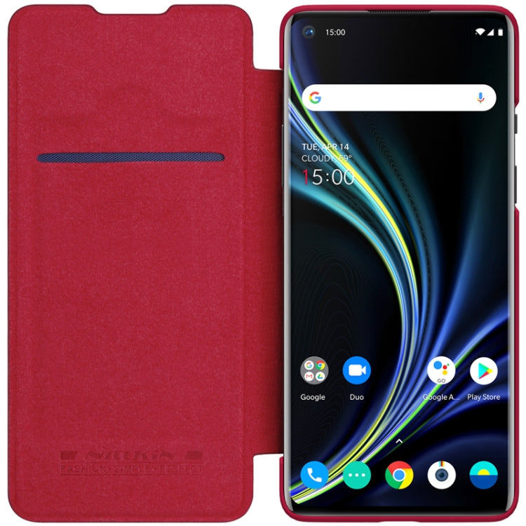For OnePlus 8 NILLKIN QIN Series Crazy Horse Texture Horizontal Flip Leather Case with Card Slot(Red) - OnePlus Cases by NILLKIN | Online Shopping South Africa | PMC Jewellery