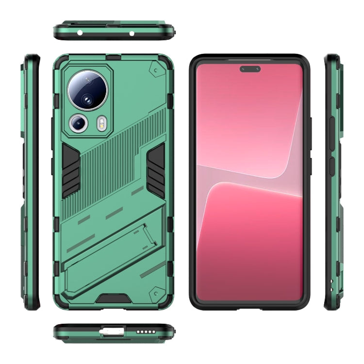 For Xiaomi 13 Lite Punk Armor 2 in 1 PC + TPU Shockproof Phone Case with Holder(Green) - 13 Lite Cases by PMC Jewellery | Online Shopping South Africa | PMC Jewellery