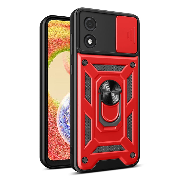 For Motorola Moto E13 4G Sliding Camera Cover Design TPU+PC Phone Case(Red) - Motorola Cases by PMC Jewellery | Online Shopping South Africa | PMC Jewellery