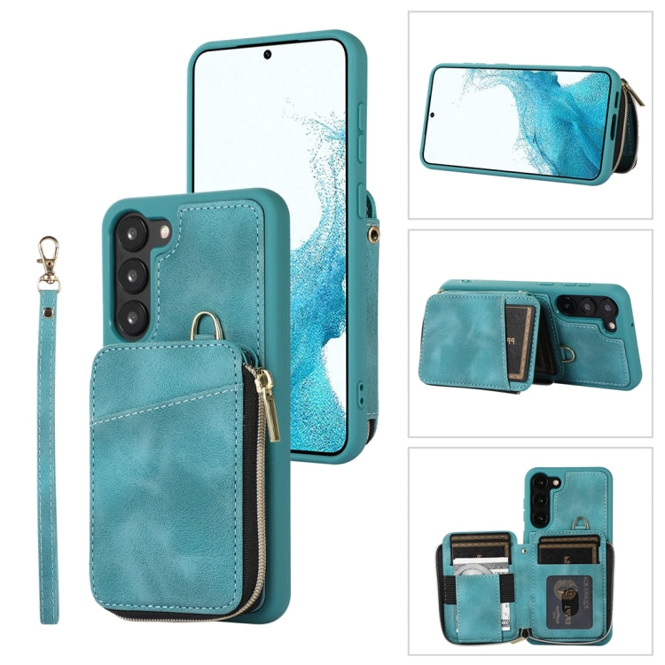 For Samsung Galaxy S23 5G Zipper Card Bag Back Cover Phone Case(Turquoise) - free shipping - PMC TechLife - Order now!