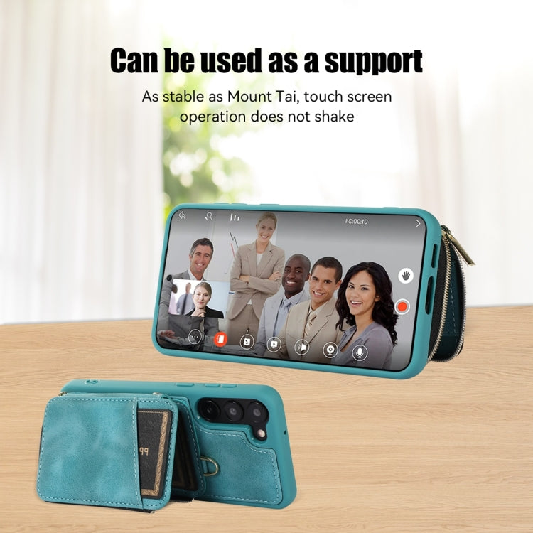 For Samsung Galaxy S23 5G Zipper Card Bag Back Cover Phone Case(Turquoise) - free shipping - PMC TechLife - Order now!