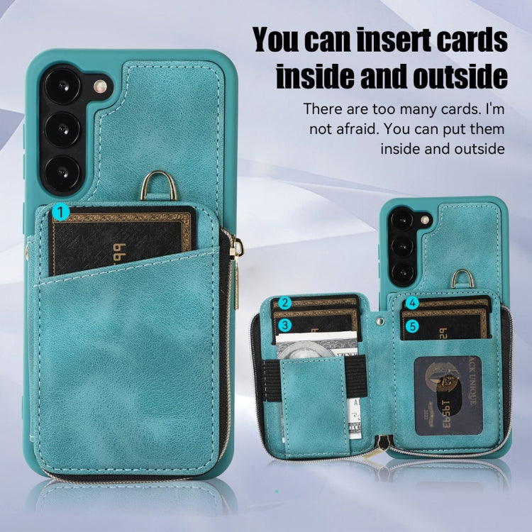 For Samsung Galaxy S23 5G Zipper Card Bag Back Cover Phone Case(Turquoise) - free shipping - PMC TechLife - Order now!