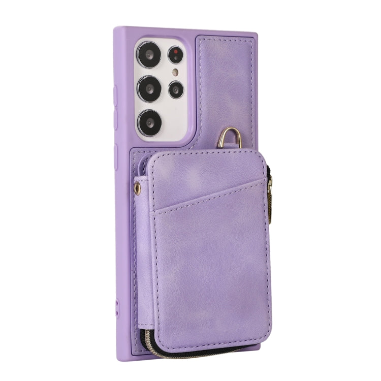 For Samsung Galaxy S23 Ultra 5G Zipper Card Bag Back Cover Phone Case(Purple) - free shipping - PMC TechLife - Order now!