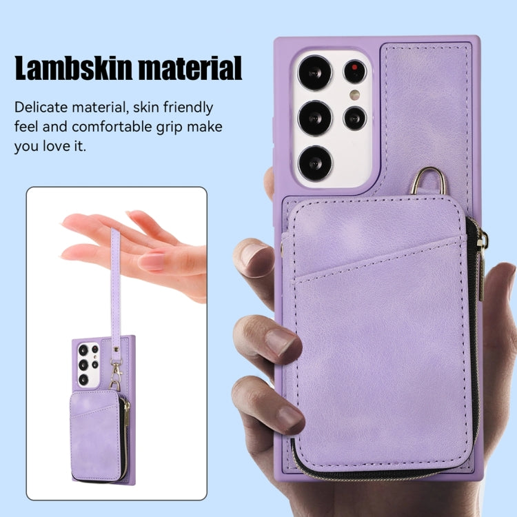 For Samsung Galaxy S23 Ultra 5G Zipper Card Bag Back Cover Phone Case(Purple) - free shipping - PMC TechLife - Order now!