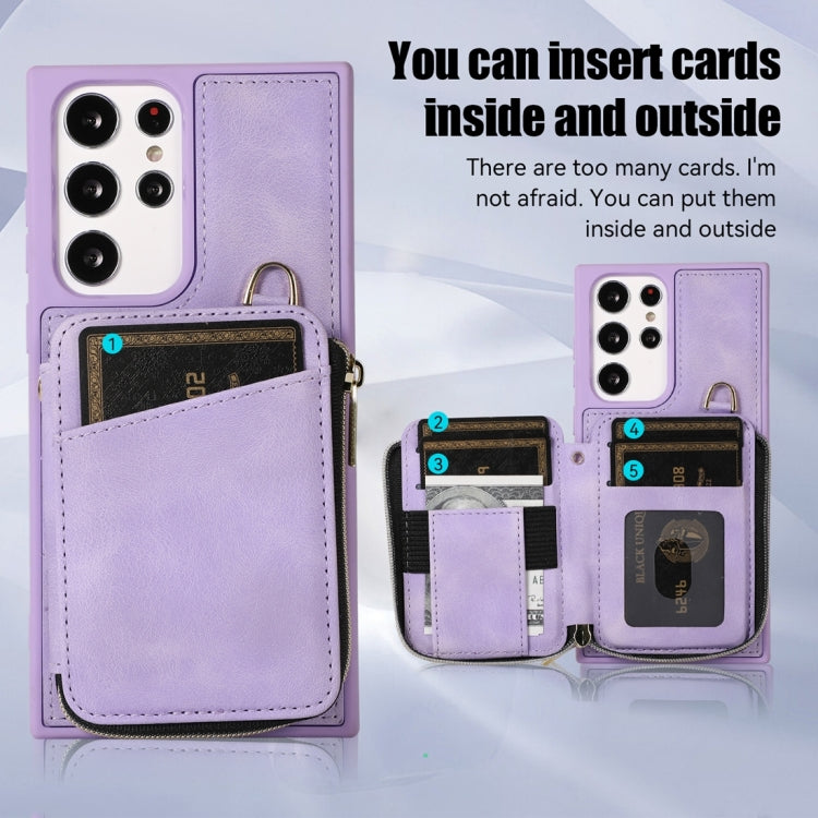 For Samsung Galaxy S23 Ultra 5G Zipper Card Bag Back Cover Phone Case(Purple) - free shipping - PMC TechLife - Order now!