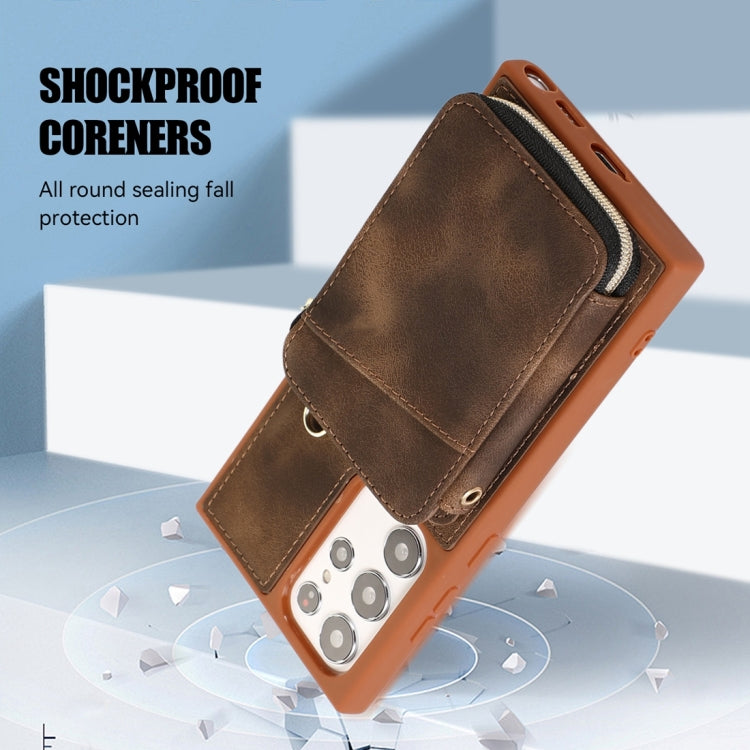 For Samsung Galaxy S22 Ultra 5G Zipper Card Bag Back Cover Phone Case(Brown) - free shipping - PMC TechLife - Order now!