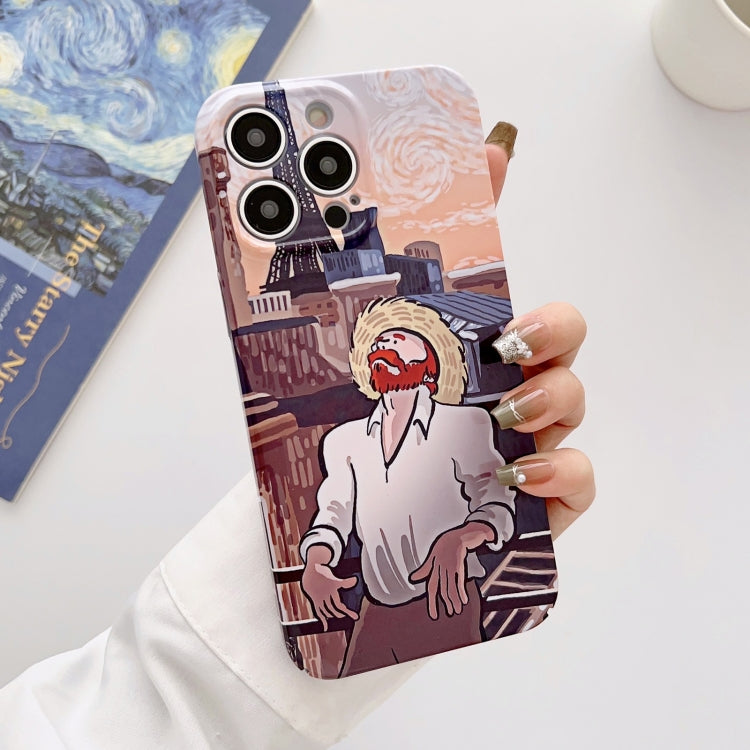 For iPhone 14 Plus Precise Hole Oil Painting Glossy PC Phone Case(Tower) - iPhone 14 Plus Cases by PMC Jewellery | Online Shopping South Africa | PMC Jewellery