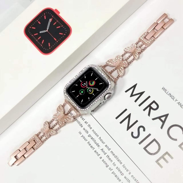 Butterfly Metal Diamond Watch Band For Apple Watch Ultra 49mm&Watch Ultra 2 49mm / Series 9&8&7 45mm / SE 3&SE 2&6&SE&5&4 44mm / 3&2&1 42mm(Starlight) - Watch Bands by PMC TechLife | Online Shopping South Africa | PMC TechLife | Buy Now Pay Later Mobicred