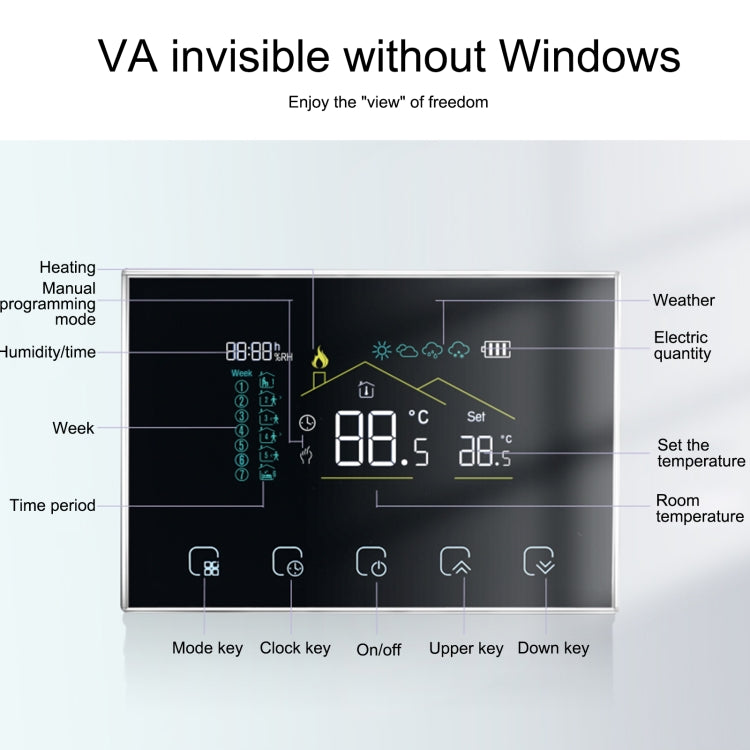 BHT-8000RF-VA- GACW Wireless Smart LED Screen Thermostat With WiFi, Specification:Water / Boiler Heating - Thermostat & Thermometer by PMC Jewellery | Online Shopping South Africa | PMC Jewellery