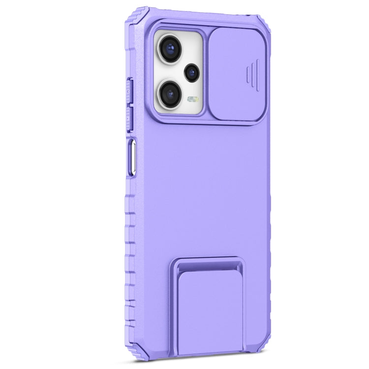 For Xiaomi Redmi Note 12 Pro 5G / Poco X5 Pro Stereoscopic Holder Sliding Camshield Phone Case(Purple) - Note 12 Pro Cases by PMC Jewellery | Online Shopping South Africa | PMC Jewellery