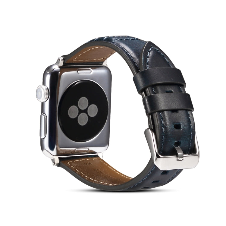 Oil Wax Genuine Leather Watch Band For Apple Watch Ultra 49mm&Watch Ultra 2 49mm / Series 9&8&7 45mm / SE 3&SE 2&6&SE&5&4 44mm / 3&2&1 42mm (Blue) - Watch Bands by PMC TechLife | Online Shopping South Africa | PMC TechLife | Buy Now Pay Later Mobicred