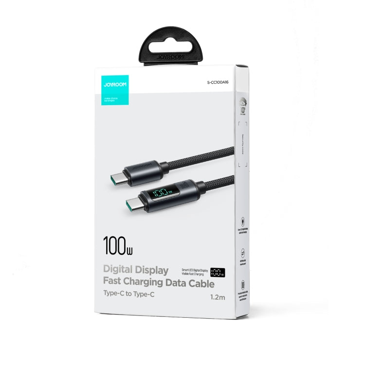 JOYROOM S-CC100A16 100W USB-C / Type-C to USB-C / Type-C Digital Display Fast Charging Data Cable, Length:1.2m(Black) - USB-C & Type-C Cable by JOYROOM | Online Shopping South Africa | PMC Jewellery