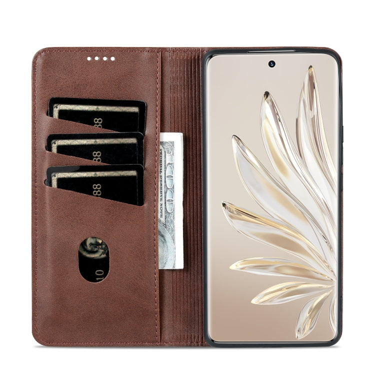 For Honor 90 AZNS Magnetic Calf Texture Flip Leather Phone Case(Dark Brown) - Honor Cases by AZNS | Online Shopping South Africa | PMC TechLife | Buy Now Pay Later Mobicred