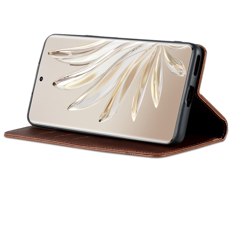For Honor 90 AZNS Magnetic Calf Texture Flip Leather Phone Case(Dark Brown) - Honor Cases by AZNS | Online Shopping South Africa | PMC TechLife | Buy Now Pay Later Mobicred