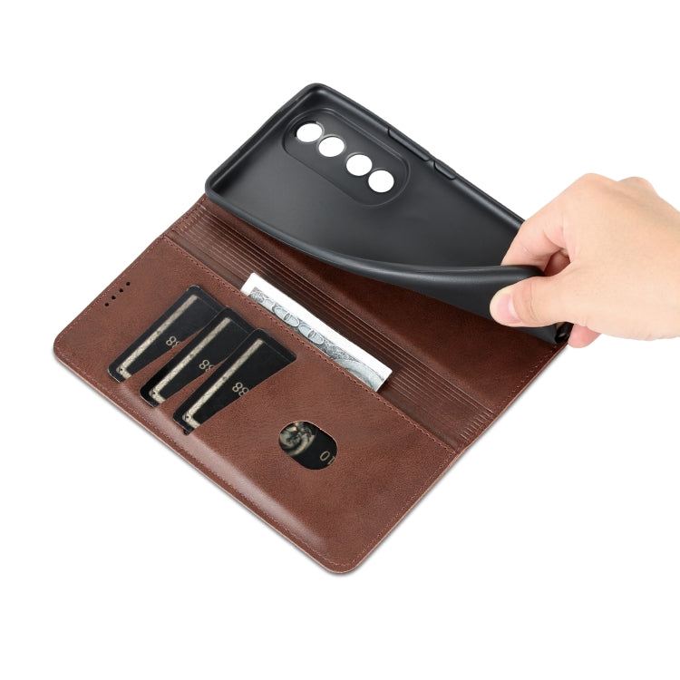 For Honor 90 AZNS Magnetic Calf Texture Flip Leather Phone Case(Dark Brown) - Honor Cases by AZNS | Online Shopping South Africa | PMC TechLife | Buy Now Pay Later Mobicred