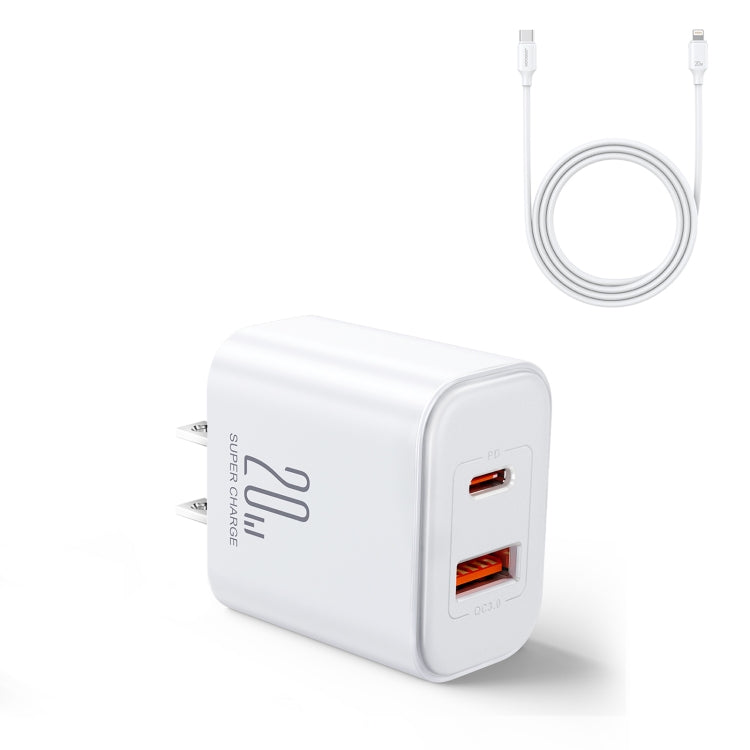 J0YROOM TCF05 20W USB+USB-C/Type-C Dual Interface Fast Charger Set, Specification:US Plug(White) - USB Charger by JOYROOM | Online Shopping South Africa | PMC Jewellery