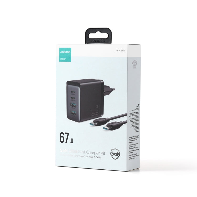 JOYROOM TCG02 Gallium Nitride 67W Dual USB+Dual USB-C/Type-C Multi-Port Charger Set, Specification:EU Plug(Black) - USB Charger by JOYROOM | Online Shopping South Africa | PMC Jewellery