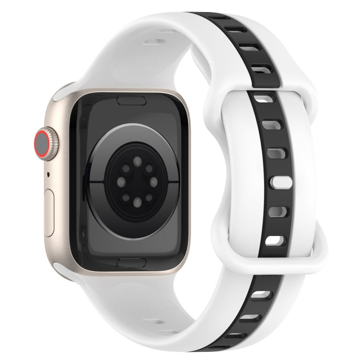 Nail Buckle Two-color Watch Band For Apple Watch Ultra 49mm / Series 8&7 45mm / SE 2&6&SE&5&4 44mm / 3&2&1 42mm(White Black) - Smart Wear by PMC TechLife | Online Shopping South Africa | PMC TechLife
