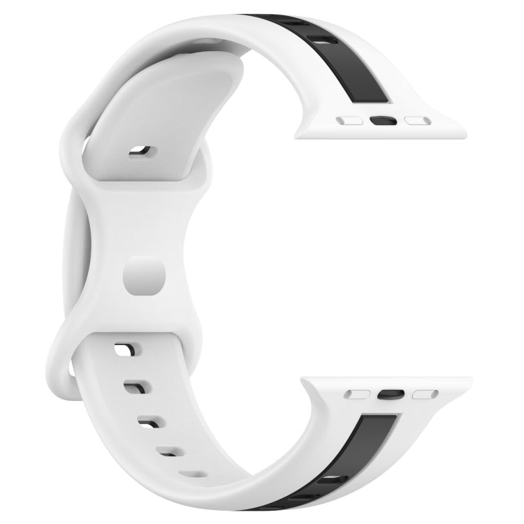 Nail Buckle Two-color Watch Band For Apple Watch Ultra 49mm / Series 8&7 45mm / SE 2&6&SE&5&4 44mm / 3&2&1 42mm(White Black) - Smart Wear by PMC TechLife | Online Shopping South Africa | PMC TechLife