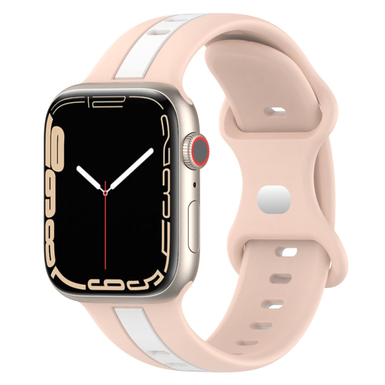 Nail Buckle Two-color Watch Band For Apple Watch Series 8&7 41mm / SE 2&6&SE&5&4 40mm / 3&2&1 38mm(Pink White) - Smart Wear by PMC Jewellery | Online Shopping South Africa | PMC Jewellery