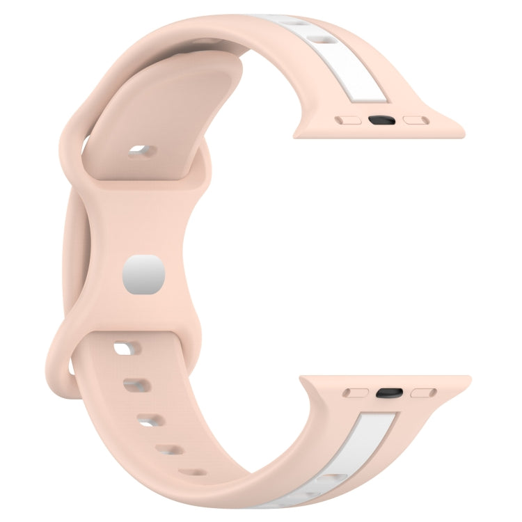 Nail Buckle Two-color Watch Band For Apple Watch Series 8&7 41mm / SE 2&6&SE&5&4 40mm / 3&2&1 38mm(Pink White) - Smart Wear by PMC Jewellery | Online Shopping South Africa | PMC Jewellery