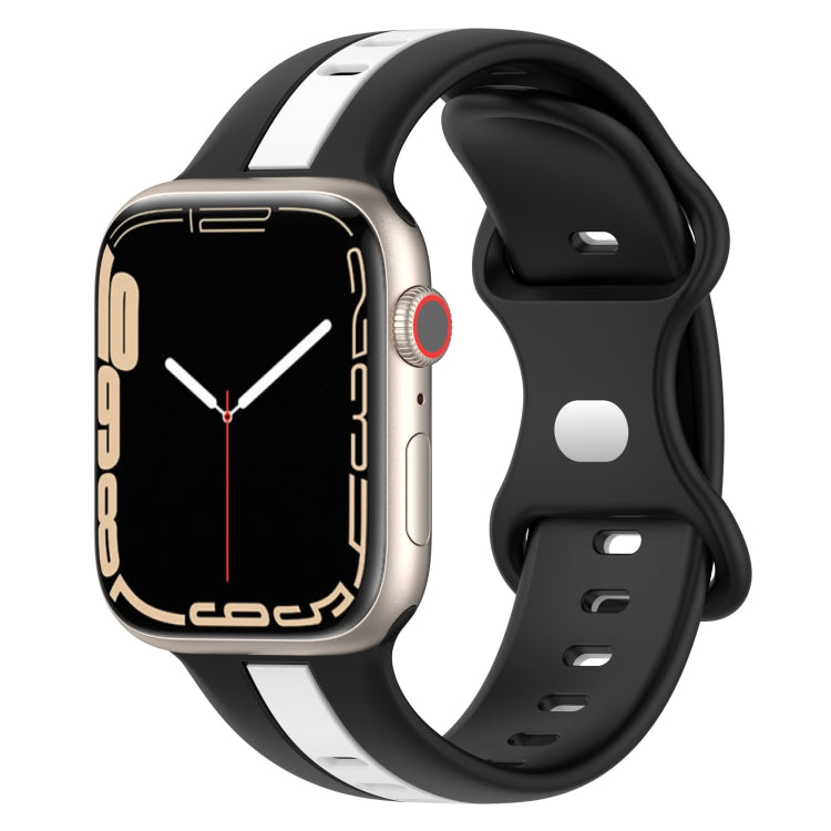 Nail Buckle Two-color Watch Band For Apple Watch Series 8&7 41mm / SE 2&6&SE&5&4 40mm / 3&2&1 38mm(Black White) -  by PMC TechLife | Online Shopping South Africa | PMC TechLife