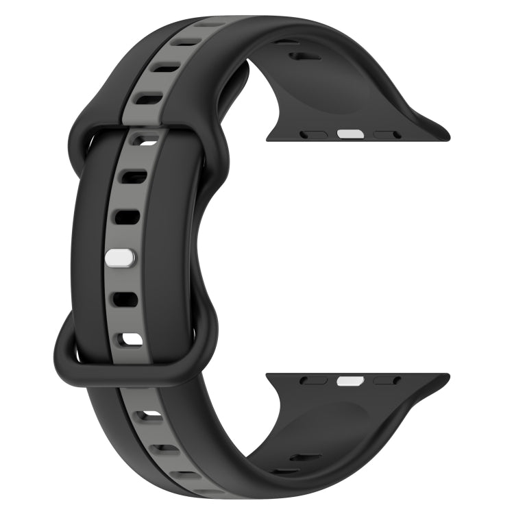 Nail Buckle Two-color Watch Band For Apple Watch Series 8&7 41mm / SE 2&6&SE&5&4 40mm / 3&2&1 38mm(Black Grey) - Smart Wear by PMC TechLife | Online Shopping South Africa | PMC TechLife