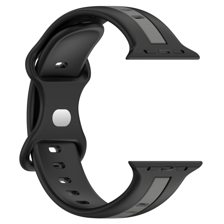 Nail Buckle Two-color Watch Band For Apple Watch Series 8&7 41mm / SE 2&6&SE&5&4 40mm / 3&2&1 38mm(Black Grey) - Smart Wear by PMC TechLife | Online Shopping South Africa | PMC TechLife