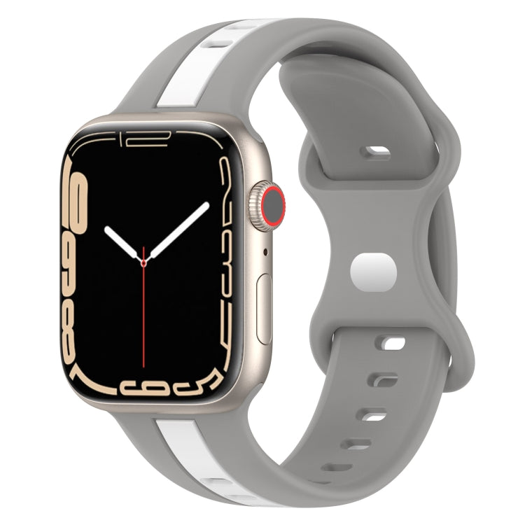 Nail Buckle Two-color Watch Band For Apple Watch Series 8&7 41mm / SE 2&6&SE&5&4 40mm / 3&2&1 38mm(Light Grey White) -  by PMC TechLife | Online Shopping South Africa | PMC TechLife