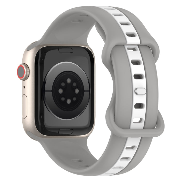 Nail Buckle Two-color Watch Band For Apple Watch Series 8&7 41mm / SE 2&6&SE&5&4 40mm / 3&2&1 38mm(Light Grey White) -  by PMC TechLife | Online Shopping South Africa | PMC TechLife