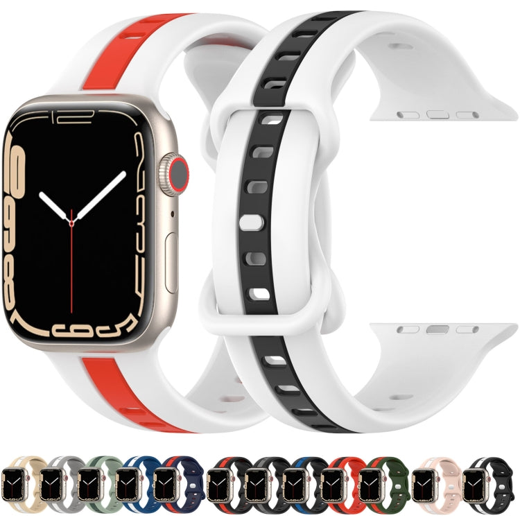 Nail Buckle Two-color Watch Band For Apple Watch Series 8&7 41mm / SE 2&6&SE&5&4 40mm / 3&2&1 38mm(Black Grey) - Smart Wear by PMC TechLife | Online Shopping South Africa | PMC TechLife