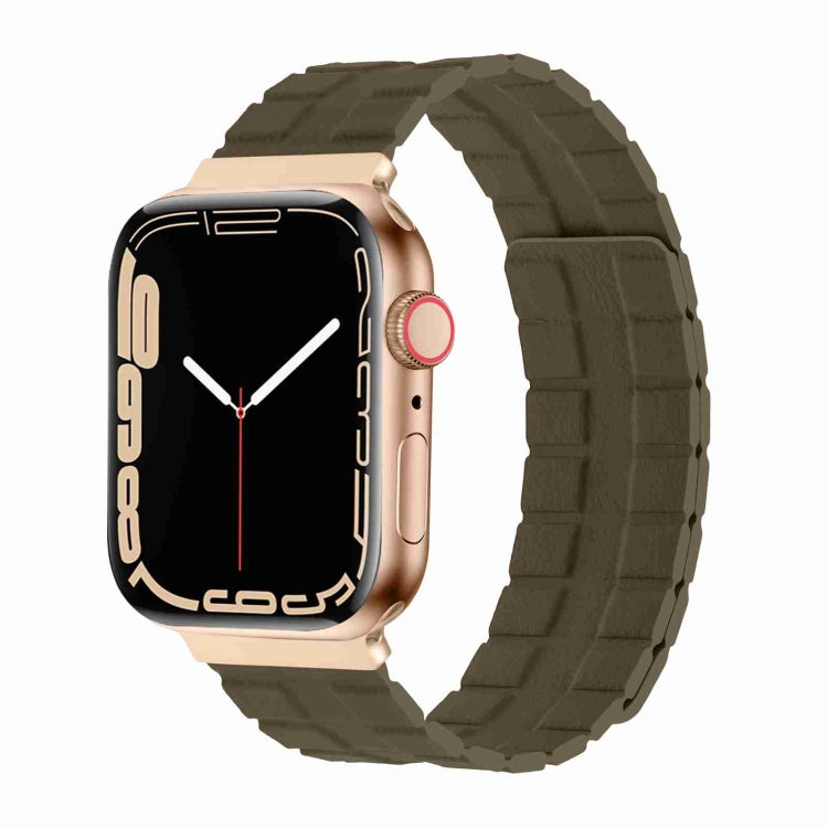 Square Two-section Leather Magnetic Watch Band For Apple Watch Series 8&7 41mm / SE 2&6&SE&5&4 40mm / 3&2&1 38mm(Brown) - Smart Wear by PMC TechLife | Online Shopping South Africa | PMC TechLife