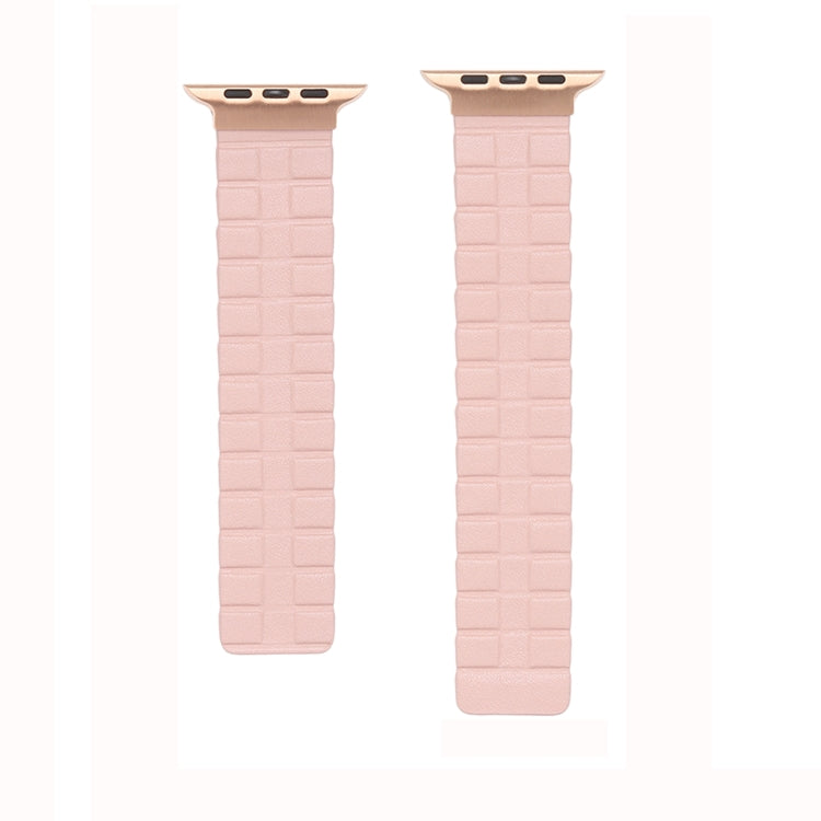 Square Two-section Leather Magnetic Watch Band For Apple Watch Series 8&7 41mm / SE 2&6&SE&5&4 40mm / 3&2&1 38mm(Fir Green) - Smart Wear by PMC TechLife | Online Shopping South Africa | PMC TechLife