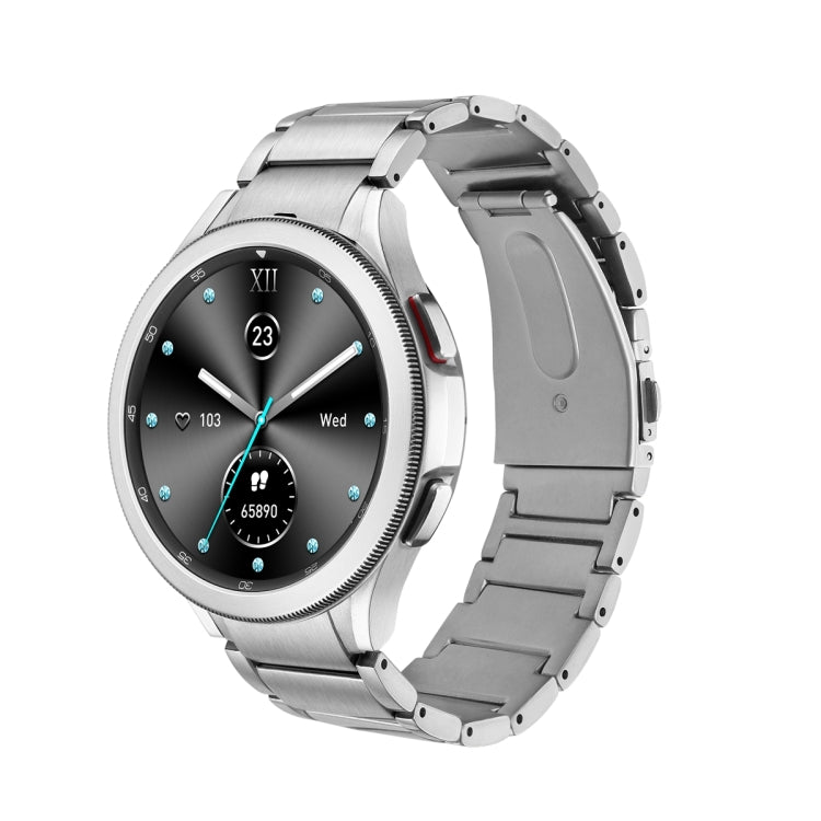 For Samsung Galaxy Watch5 / Watch5 Pro / Watch4 / Watch4 Classic Universal Titanium Alloy Three Plants Flat Buckle Watch Band(Silver) -  by PMC TechLife | Online Shopping South Africa | PMC TechLife