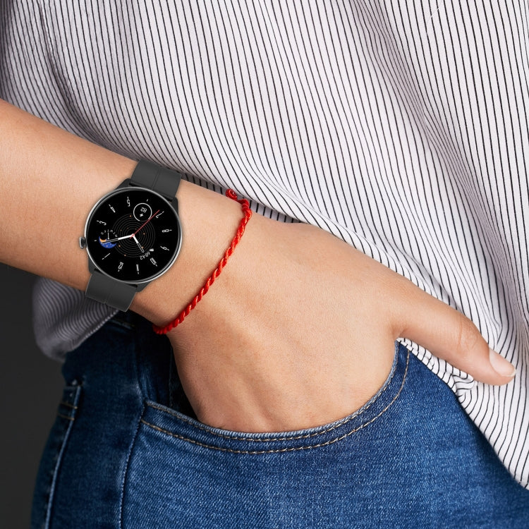 For Amazfit GTR Mini Magnetic Fold Clasp Black Buckle Silicone Watch Band(White) - Smart Wear by PMC TechLife | Online Shopping South Africa | PMC TechLife