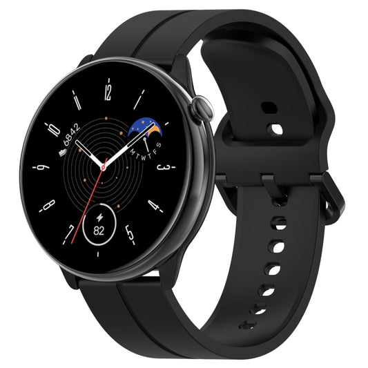 For Amazfit GTR Mini 20mm Flat Head Groove Reverse Buckle Silicone Watch Band(Black) -  by PMC Jewellery | Online Shopping South Africa | PMC Jewellery