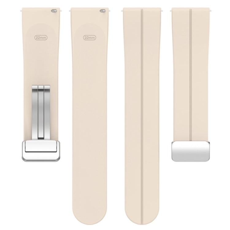 For Amazfit GTR 4 Magnetic Fold Clasp Silver Buckle Silicone Watch Band(Starlight Color) - Smart Wear by PMC TechLife | Online Shopping South Africa | PMC TechLife