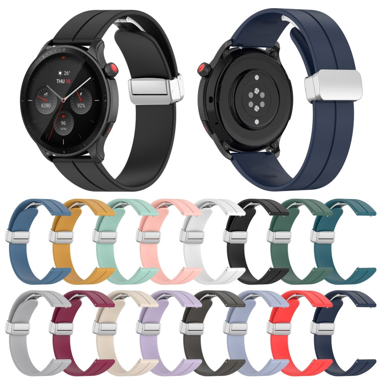 For Amazfit GTR 4 Magnetic Fold Clasp Silver Buckle Silicone Watch Band(Starlight Color) - Smart Wear by PMC TechLife | Online Shopping South Africa | PMC TechLife