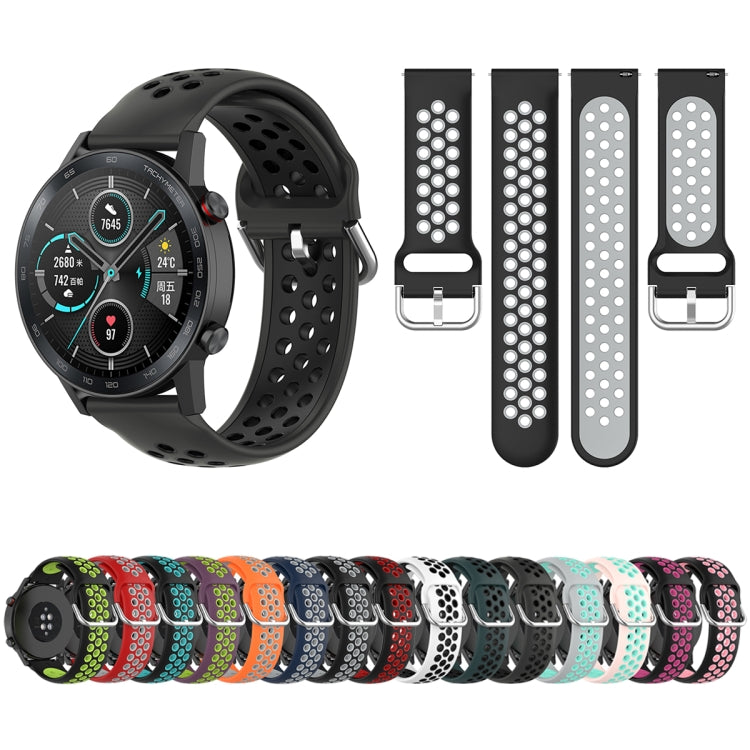 For Honor Watch GS 3i 22mm Sports Two-tone Silicone Watch Band(Pink Teal) - Smart Wear by PMC TechLife | Online Shopping South Africa | PMC TechLife