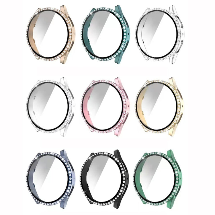For Samsung Galaxy Watch5 44mm Single Row Diamond PC + Tempered Glass Watch Case(Gold) - Smart Wear by PMC TechLife | Online Shopping South Africa | PMC TechLife