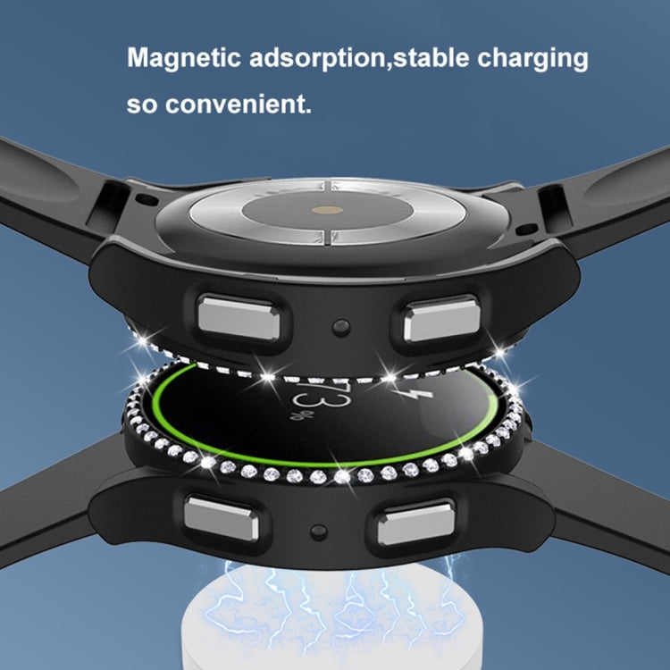 For Samsung Galaxy Watch5 44mm Single Row Diamond PC + Tempered Glass Watch Case(Transparent) -  by PMC TechLife | Online Shopping South Africa | PMC TechLife
