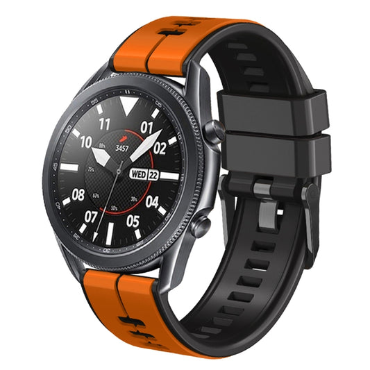 20mm Universal Vertical Line Two-Color Silicone Watch Band(Orange+Black) - Smart Wear by PMC Jewellery | Online Shopping South Africa | PMC Jewellery