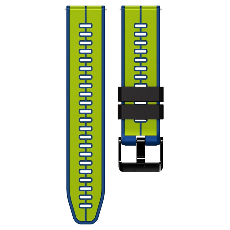 20mm Universal Vertical Line Two-Color Silicone Watch Band(Lime+Blue) - Smart Wear by PMC Jewellery | Online Shopping South Africa | PMC Jewellery