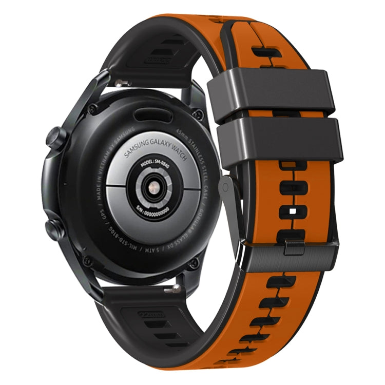 22mm Universal Vertical Line Two-Color Silicone Watch Band(Orange+Black) - Smart Wear by PMC TechLife | Online Shopping South Africa | PMC TechLife