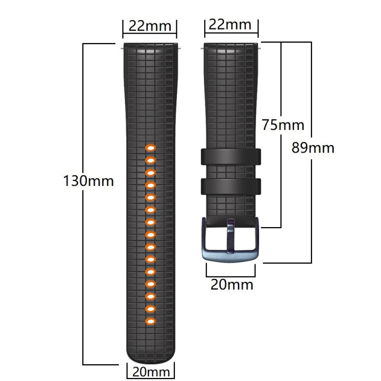 22mm Universal Mesh Two-Tone Silicone Watch Band(Dark Blue Black) - Smart Wear by PMC TechLife | Online Shopping South Africa | PMC TechLife