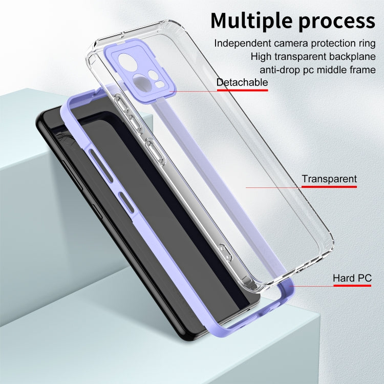 For Motorola Moto G72 5G 3 in 1 Clear TPU Color PC Frame Phone Case(Purple) - Motorola Cases by PMC Jewellery | Online Shopping South Africa | PMC Jewellery