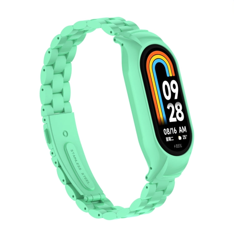 For Xiaomi Mi Band 8 Integrated Metal Case + Three-bead Watch Band(Blue Sea) - Smart Wear by PMC TechLife | Online Shopping South Africa | PMC TechLife