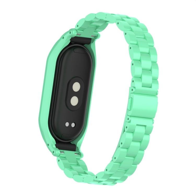 For Xiaomi Mi Band 8 Integrated Metal Case + Three-bead Watch Band(Blue Sea) - Smart Wear by PMC TechLife | Online Shopping South Africa | PMC TechLife