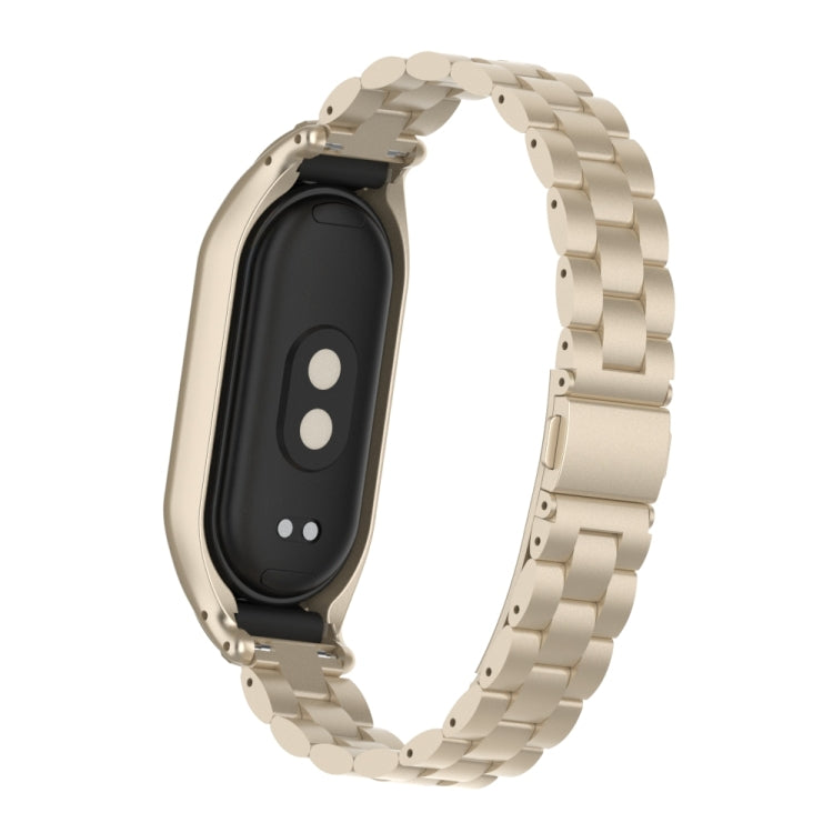 For Xiaomi Mi Band 8 Integrated Metal Case + Three-bead Watch Band(Starlight Color) - Smart Wear by PMC TechLife | Online Shopping South Africa | PMC TechLife